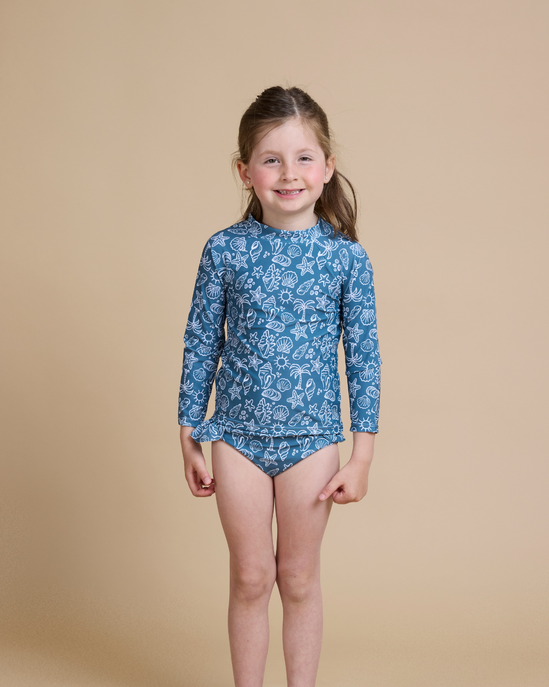 Traje de baño dos piezas verano azul niña