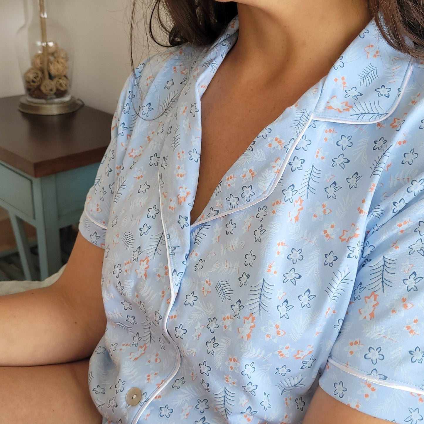 Pijama corto palmeras mujer