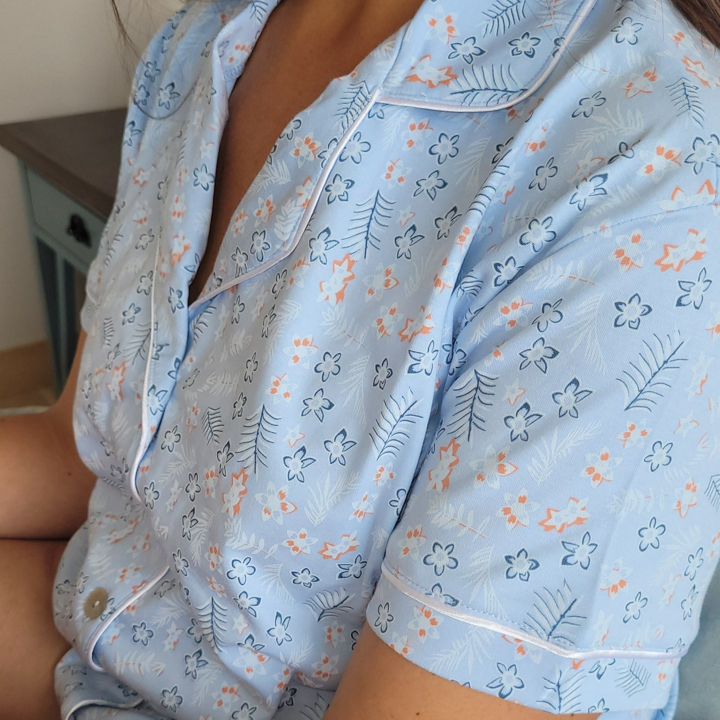 Pijama corto palmeras mujer