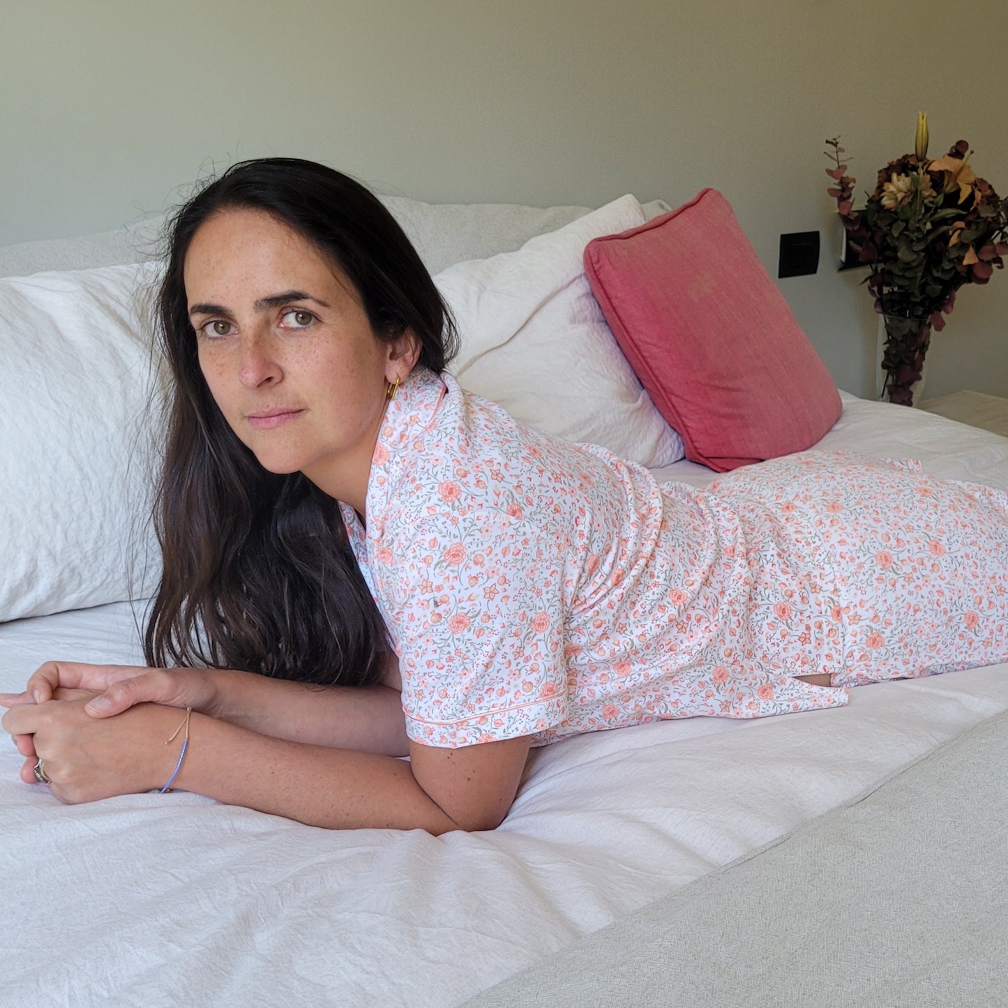 Pijama corto flores colores mujer