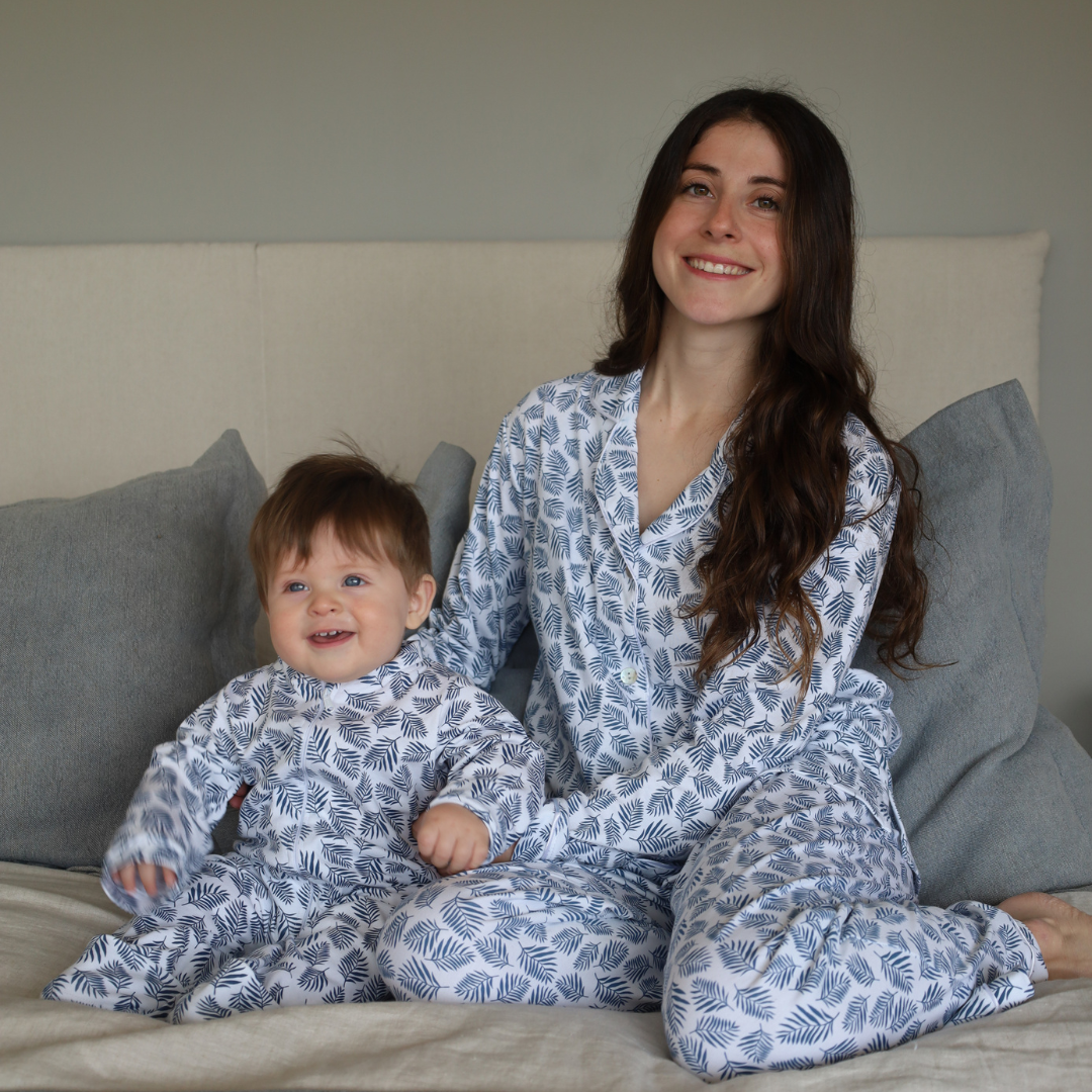 PREVENTA Pijama largo helecho azul mujer