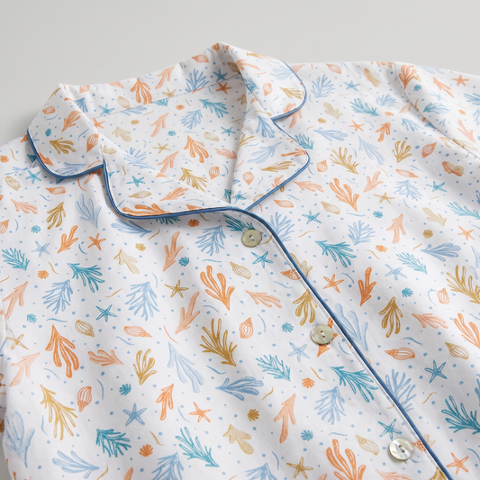 Pijama Mujer algodón pima corto fondo marino