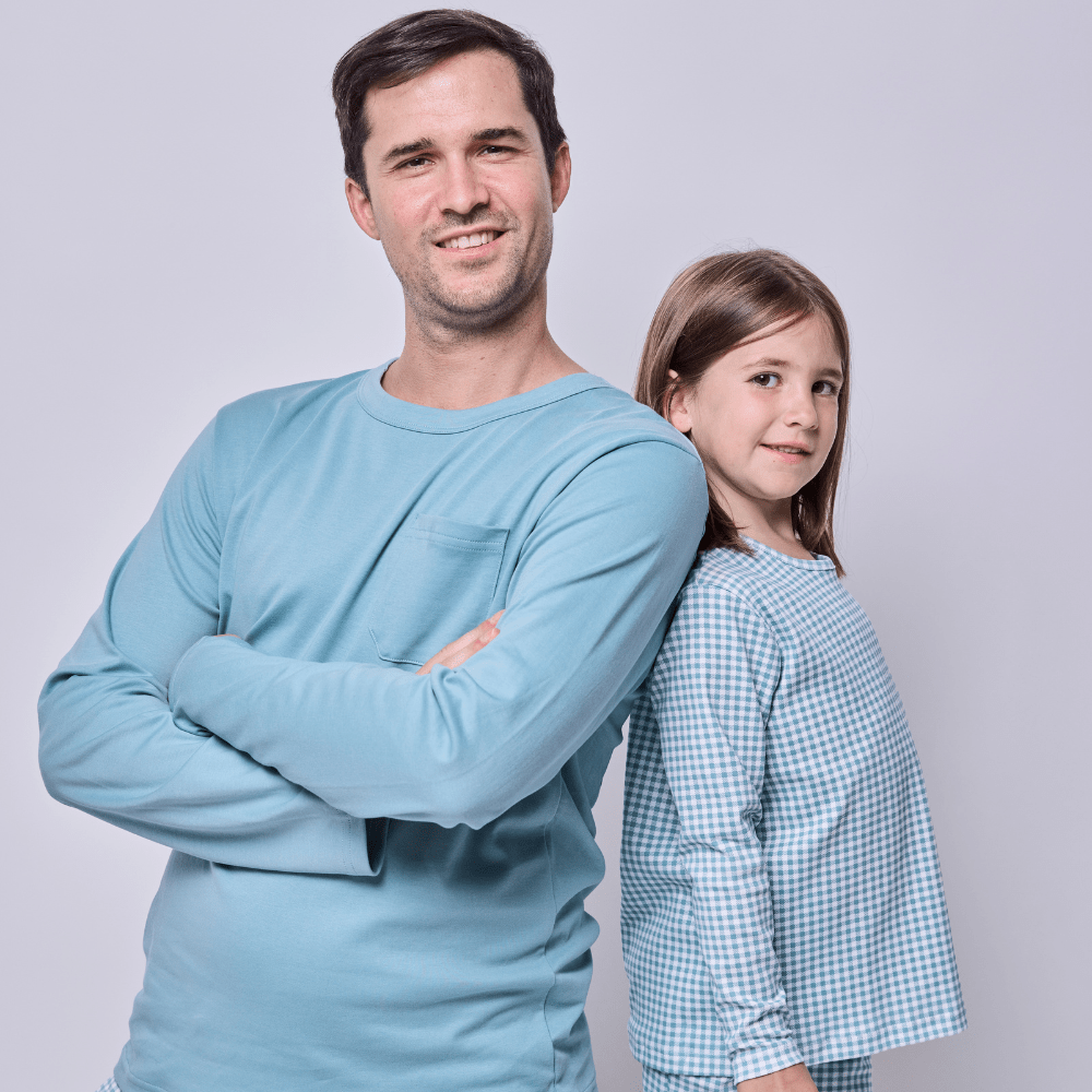 Pijama hombre manga larga vichy verde algodón pima - SimplyB