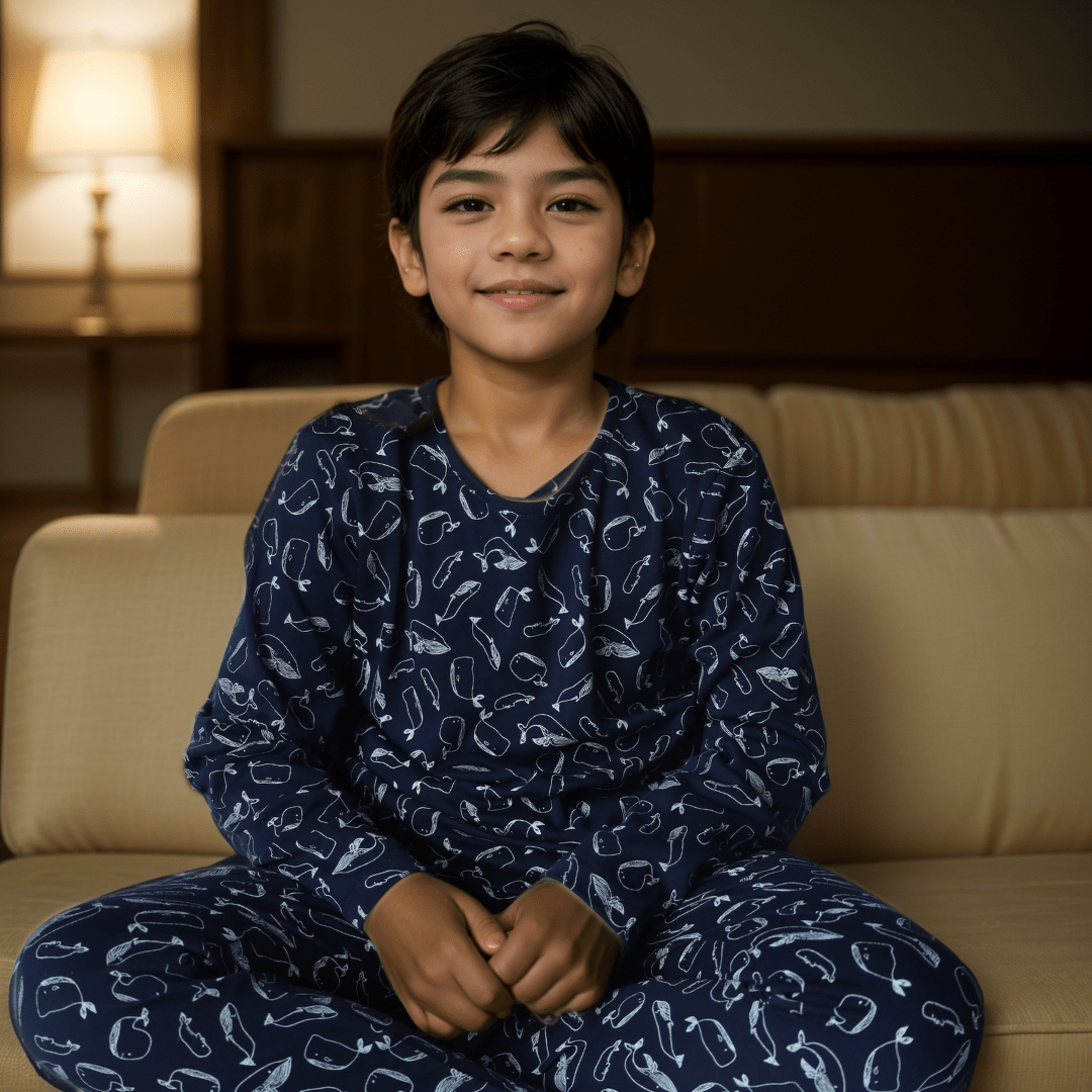 Pijama largo ballenas niño - SimplyB