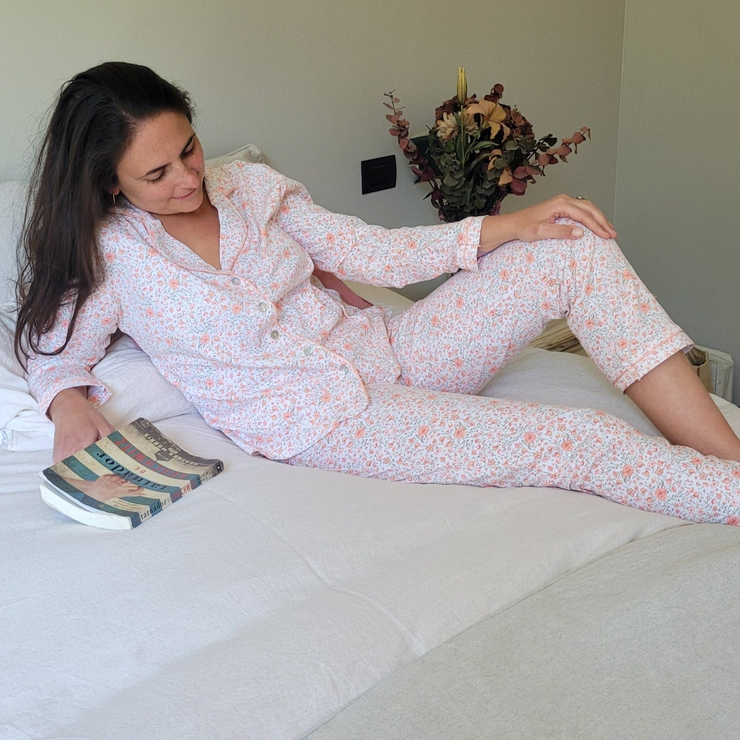 Pijama largo flores colores mujer - SimplyB