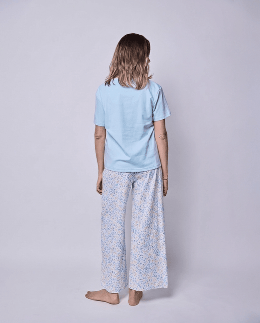 Pijama Mujer Pantalón y Polera Algodón Pima Flores Otoñal - SimplyB