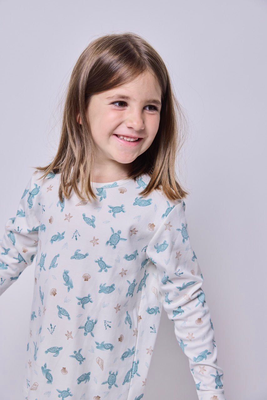 Pijama Niña Manga Larga Algodón Pima Tortugas Acuarela - SimplyB
