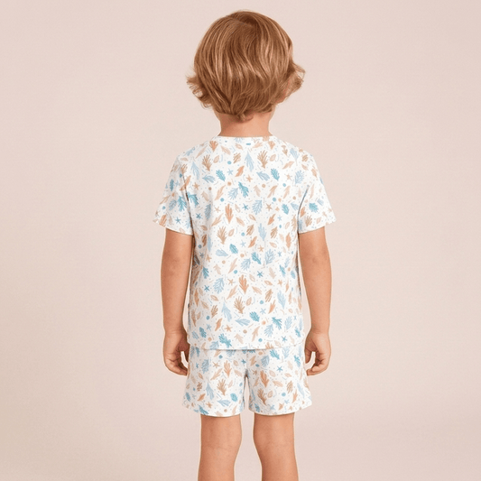 Pijama Niño Corto Algodón fondo marino - SimplyB