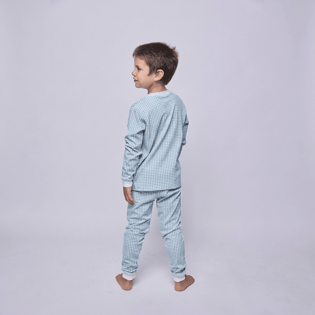 Pijama Niño Manga Larga Algodón Pima Vichy Verde - SimplyB