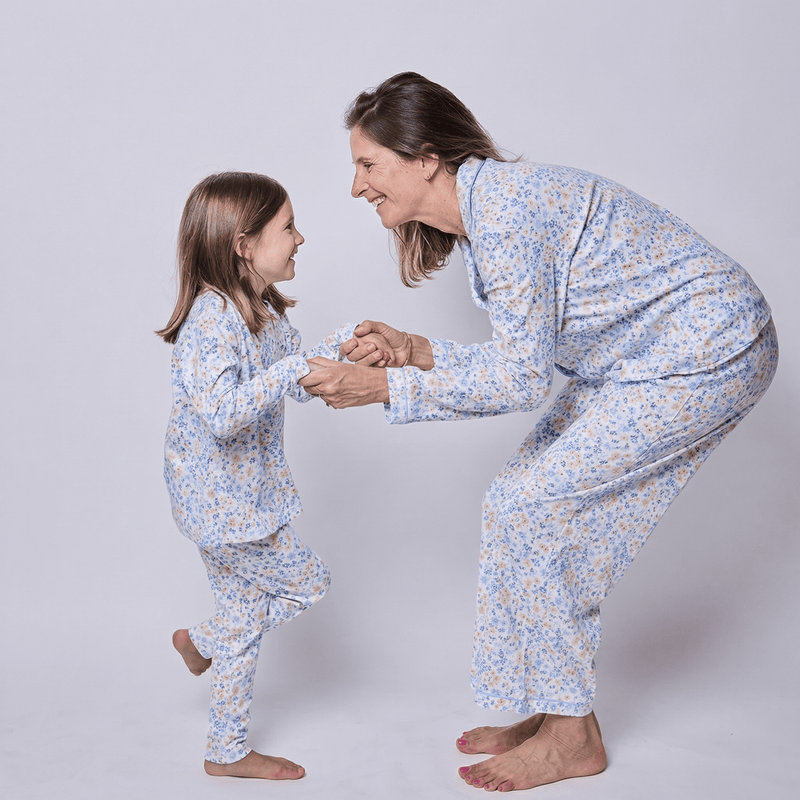 Pijama mujer y niña de algodón pima SimplyB diseño flores otoñales - SimplyB