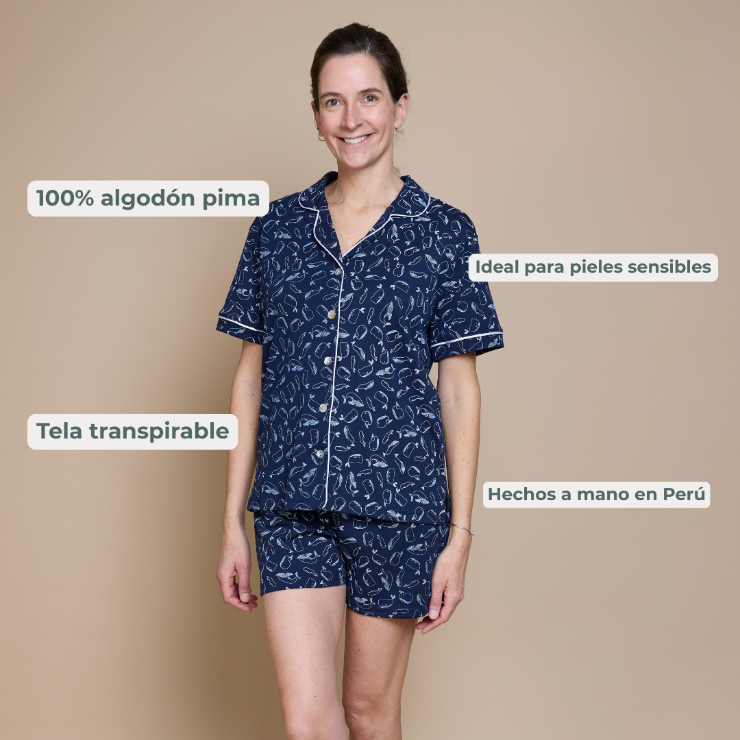 Pijama corto ballena mujer