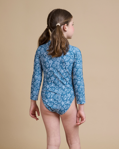 Traje de baño entero verano azul niña