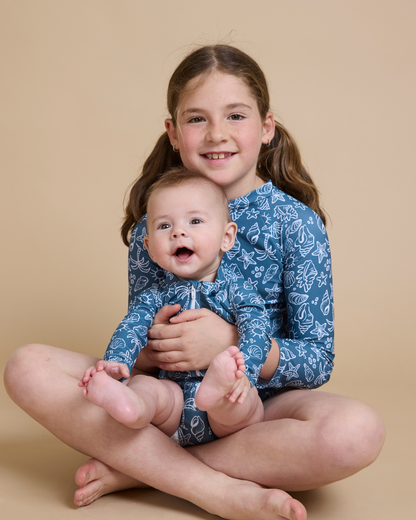 Traje de baño entero verano azul niña