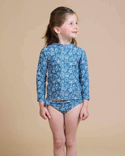 Traje de baño dos piezas verano azul niña