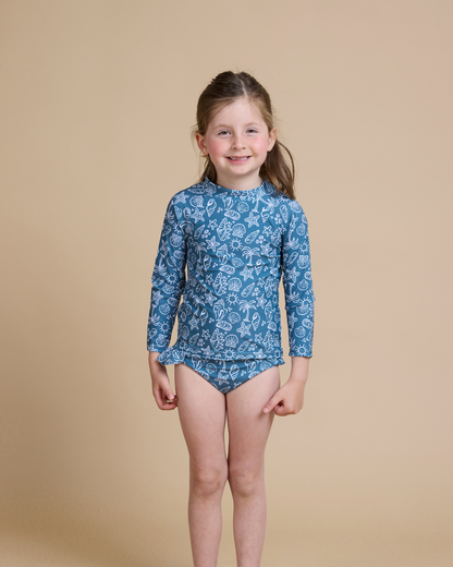 Traje de baño dos piezas verano azul niña