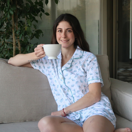 Pijama corto botánico mujer