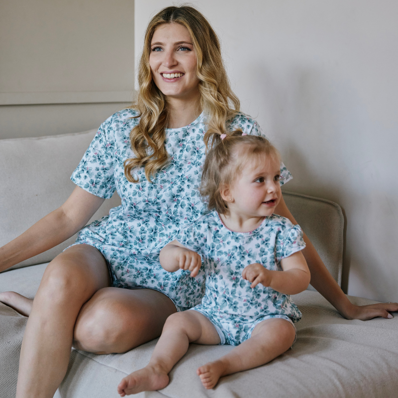 Pijama Mujer corto cuello polo acuarela
