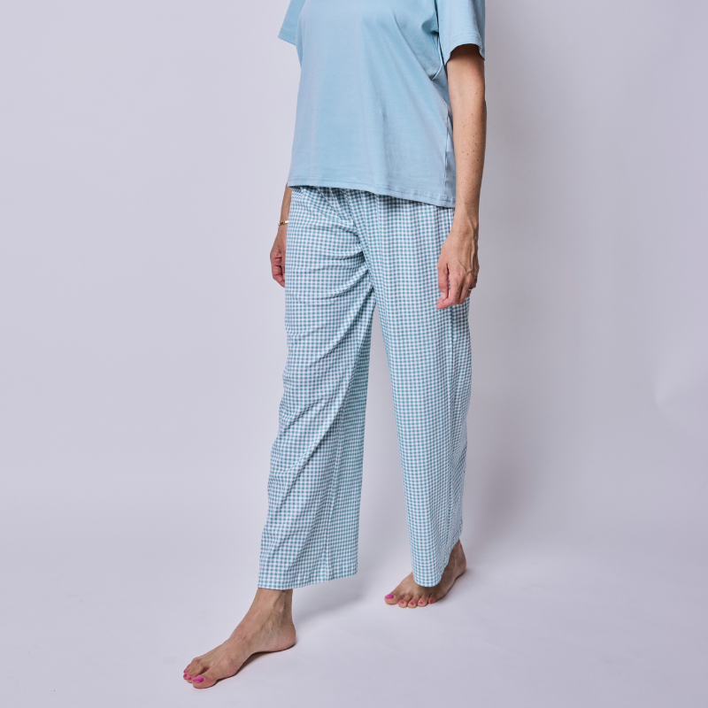 Pijama Mujer Pantalón y Polera Vichy Verde – Algodón Pima 100% | SimplyB