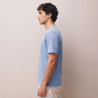 Pijama Hombre Corto Algodón Pima fondo marino