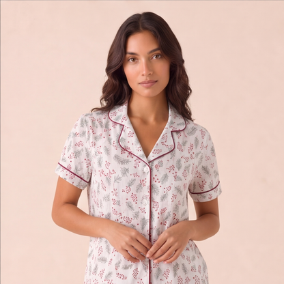 Pijama Mujer Corto Algodón Pima Navideño