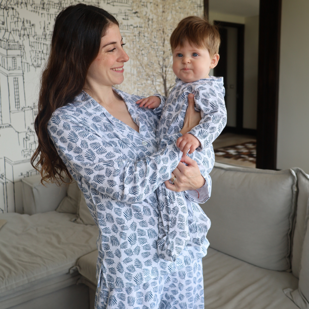 PREVENTA Pijama largo helecho azul mujer
