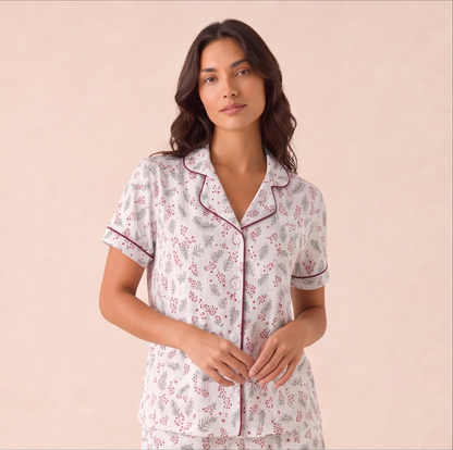 Pijama Mujer Corto Algodón Pima Navideño