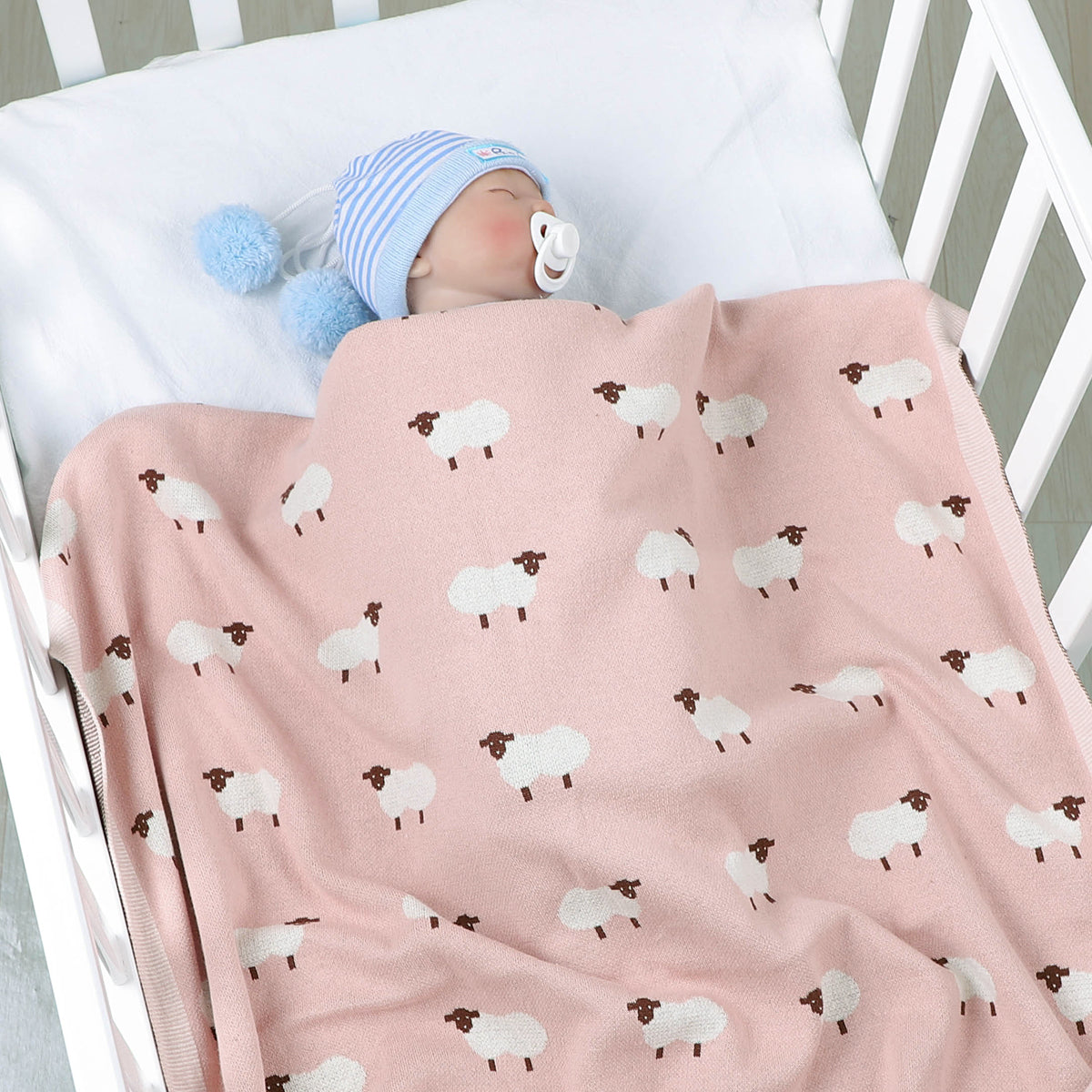Manta bebé oveja rosado claro – SimplyB