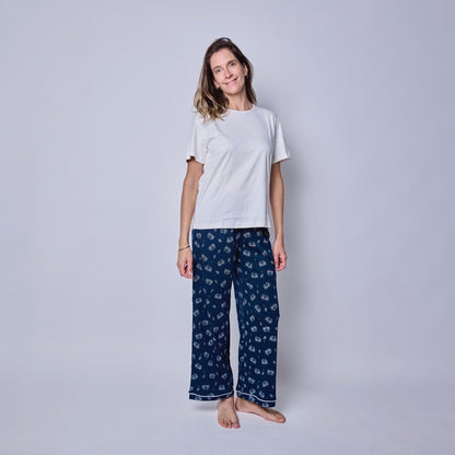 Pijama mujer pantalón y polera cangrejos algodón pima - SimplyB