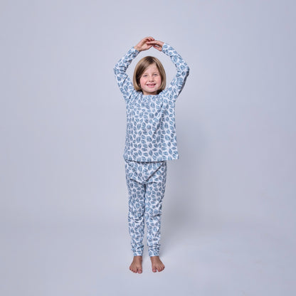 Pijama Niña Manga Larga Helecho Azul – Algodón Pima 100% | SimplyB