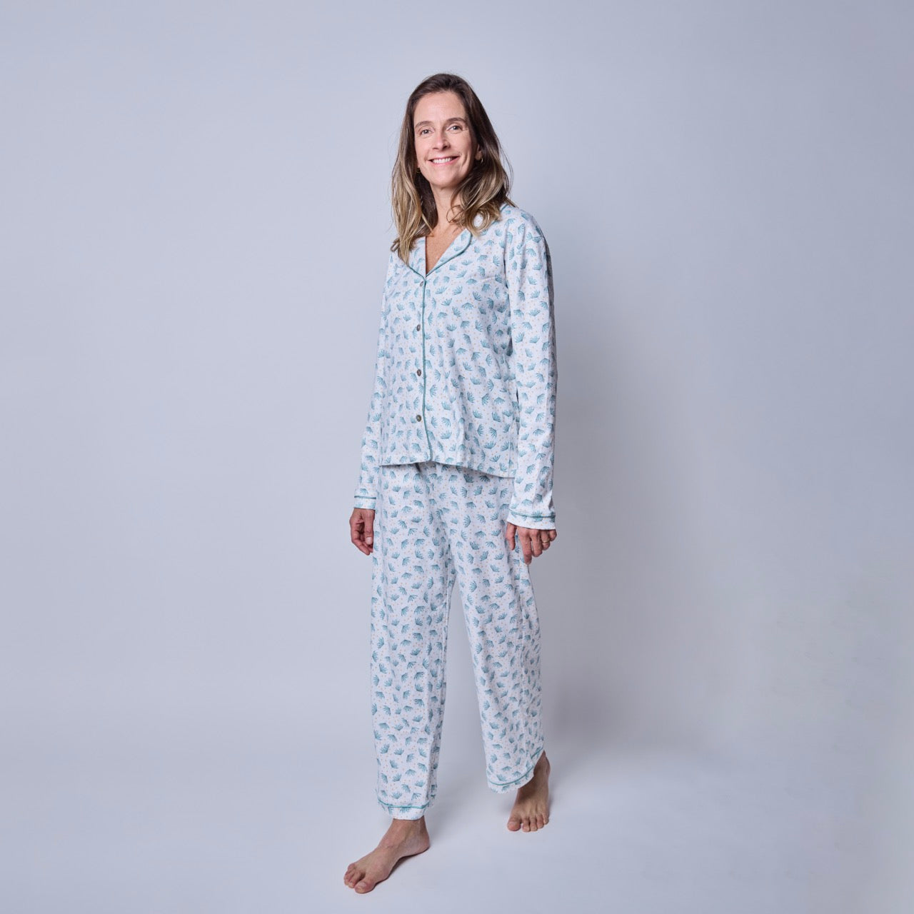 Pijama Mujer Manga Larga Botánico – Algodón Pima 100% | SimplyB