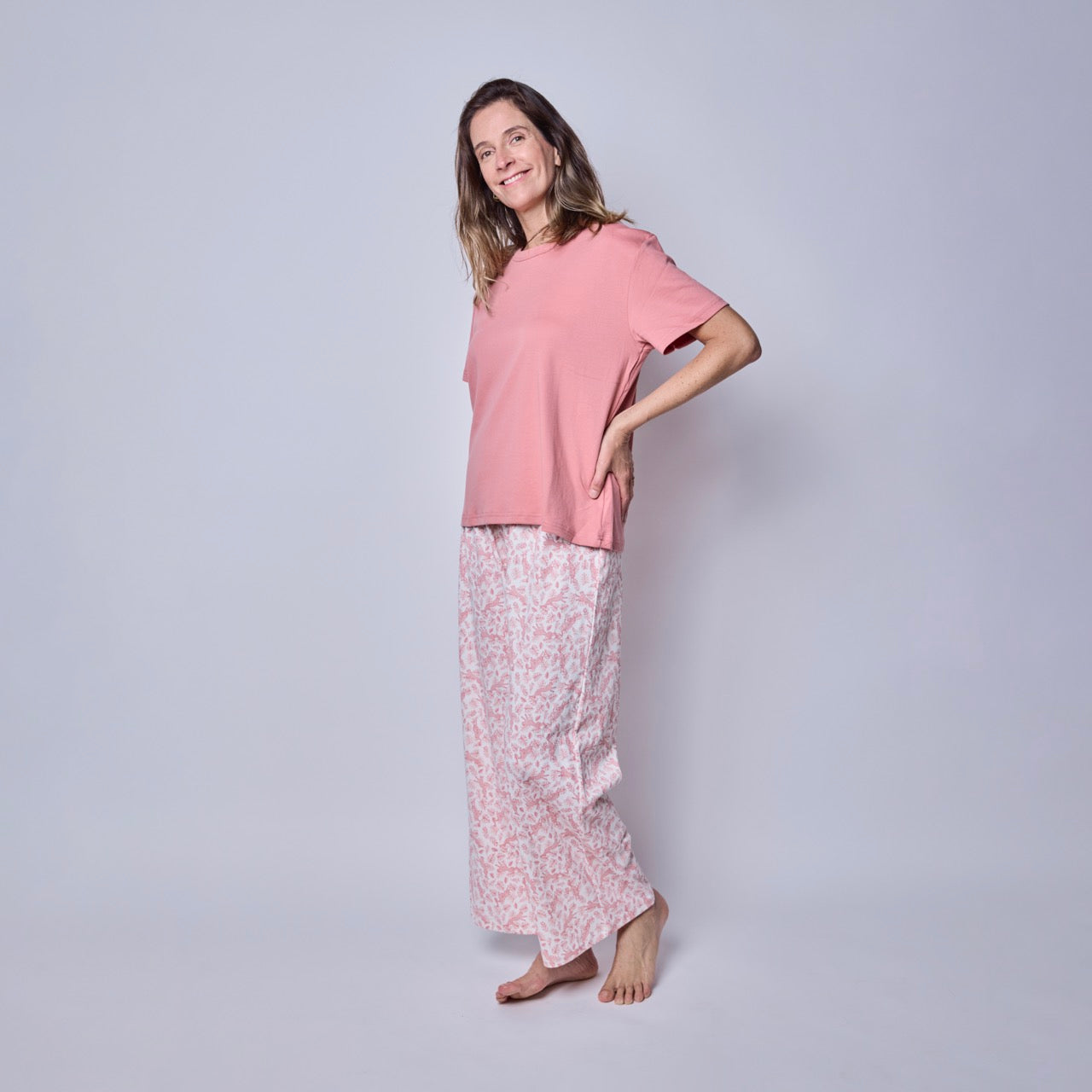 Pijama Mujer Pantalón y Polera África – Algodón Pima 100% | SimplyB
