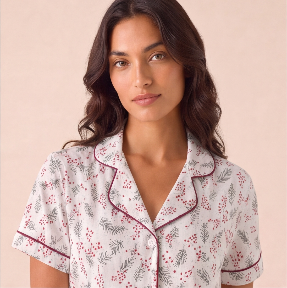 Pijama Mujer Corto Algodón Pima Navideño