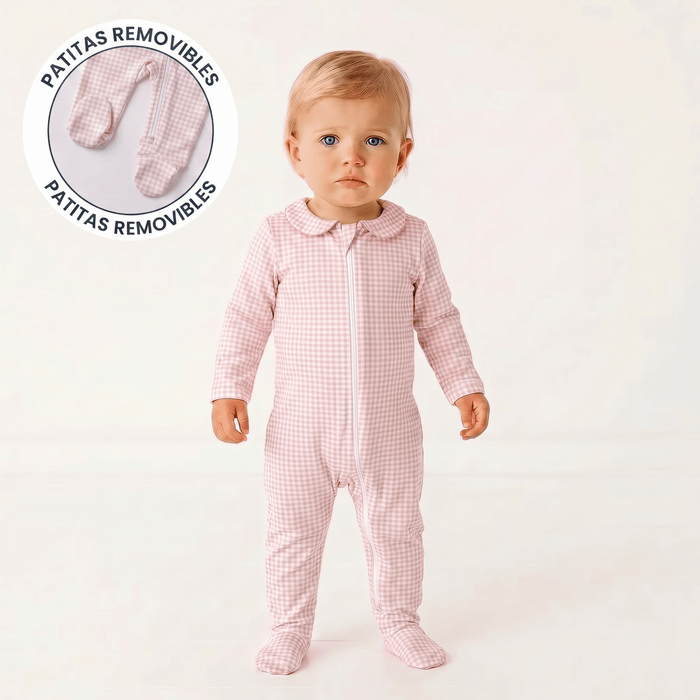 Enterito Bebé Niña Algodón Pima Vichy Rosado - SimplyB
