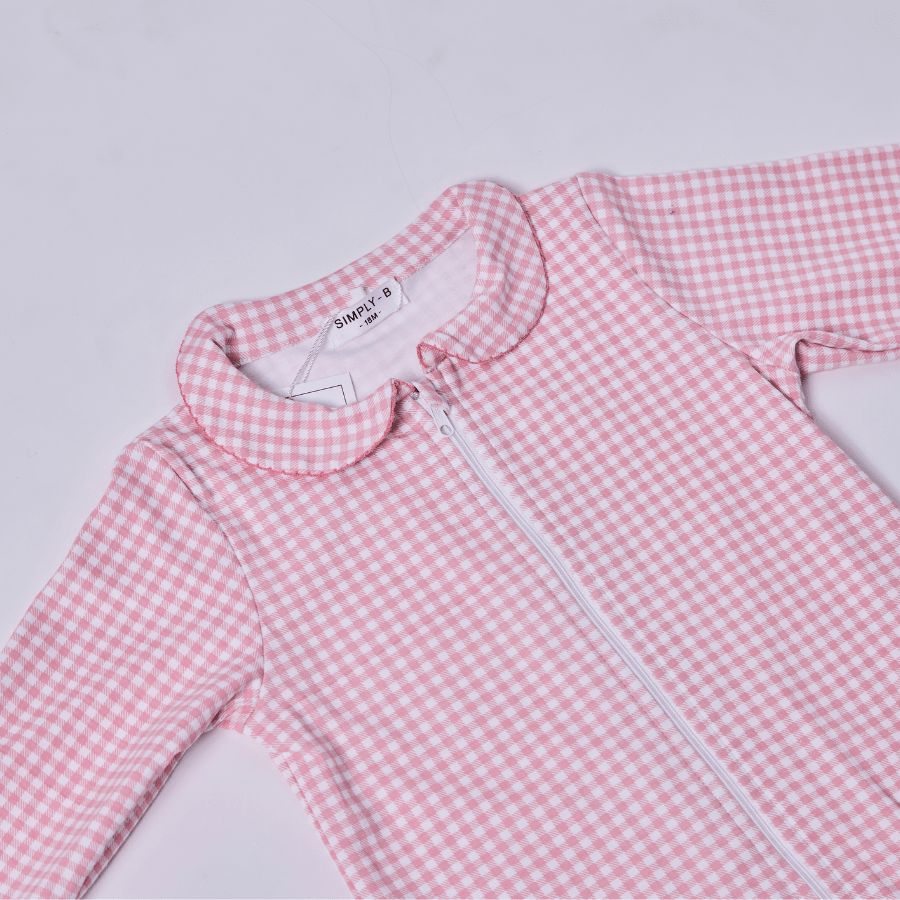 Enterito Bebé Niña Algodón Pima Vichy Rosado - SimplyB