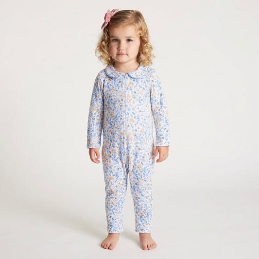 Enterito largo bebé niña flores otoñal algodón pima - SimplyB