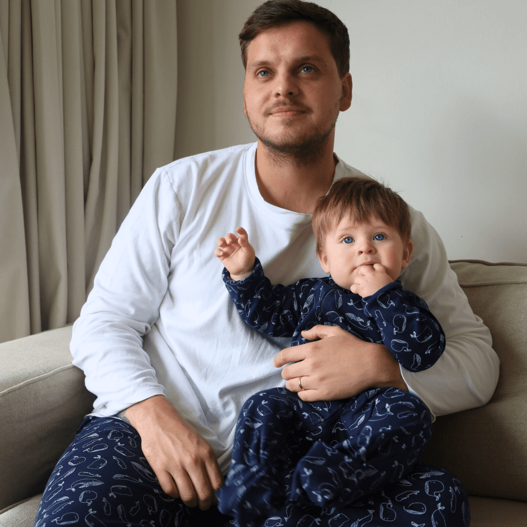 Enterito largo bebé niño ballenas algodón pima - SimplyB