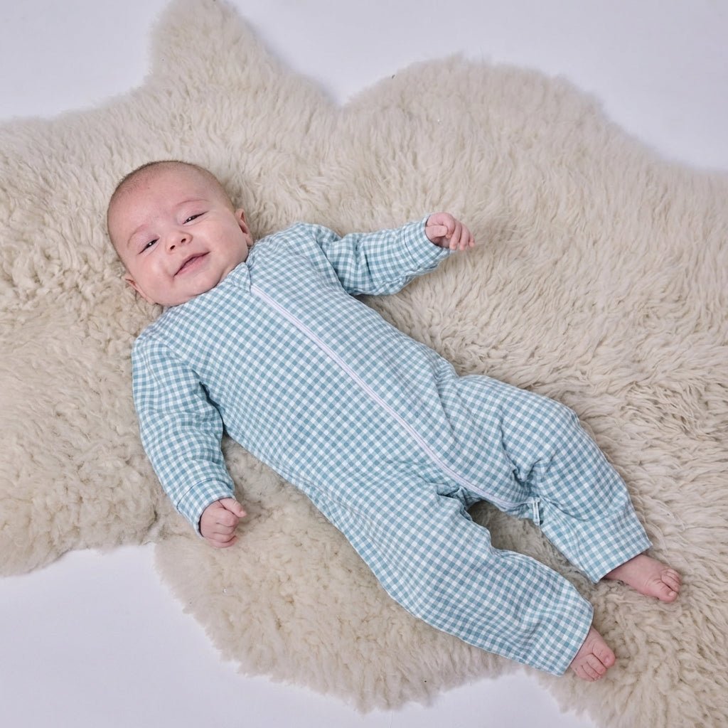 Enterito largo bebé niño vichy verde algodón pima - SimplyB