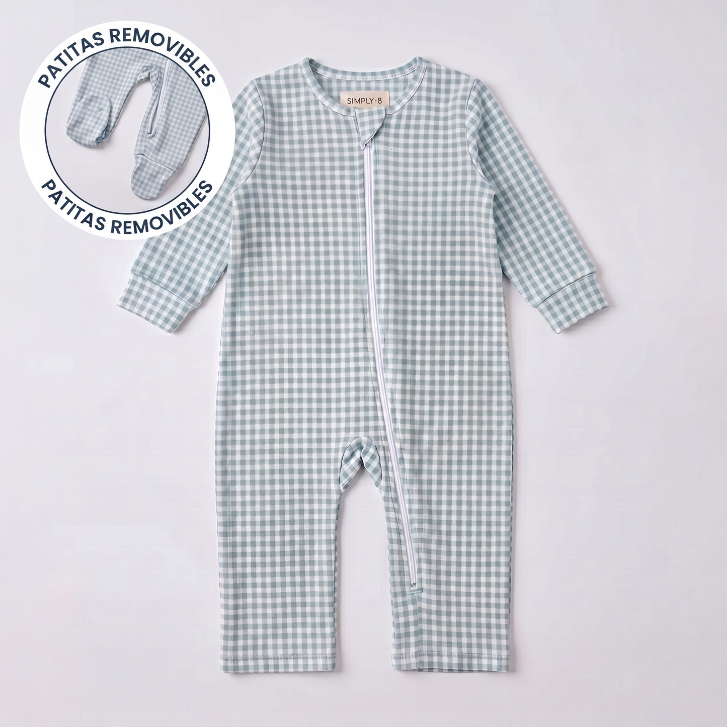 Enterito Bebé Niño Vichy Verde – Algodón Pima 100% | SimplyB