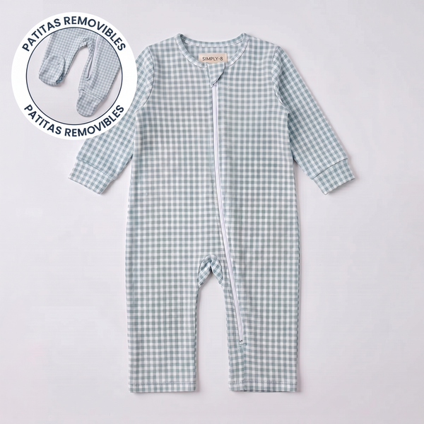 Enterito bebé niño vichy verde algodón pima - SimplyB