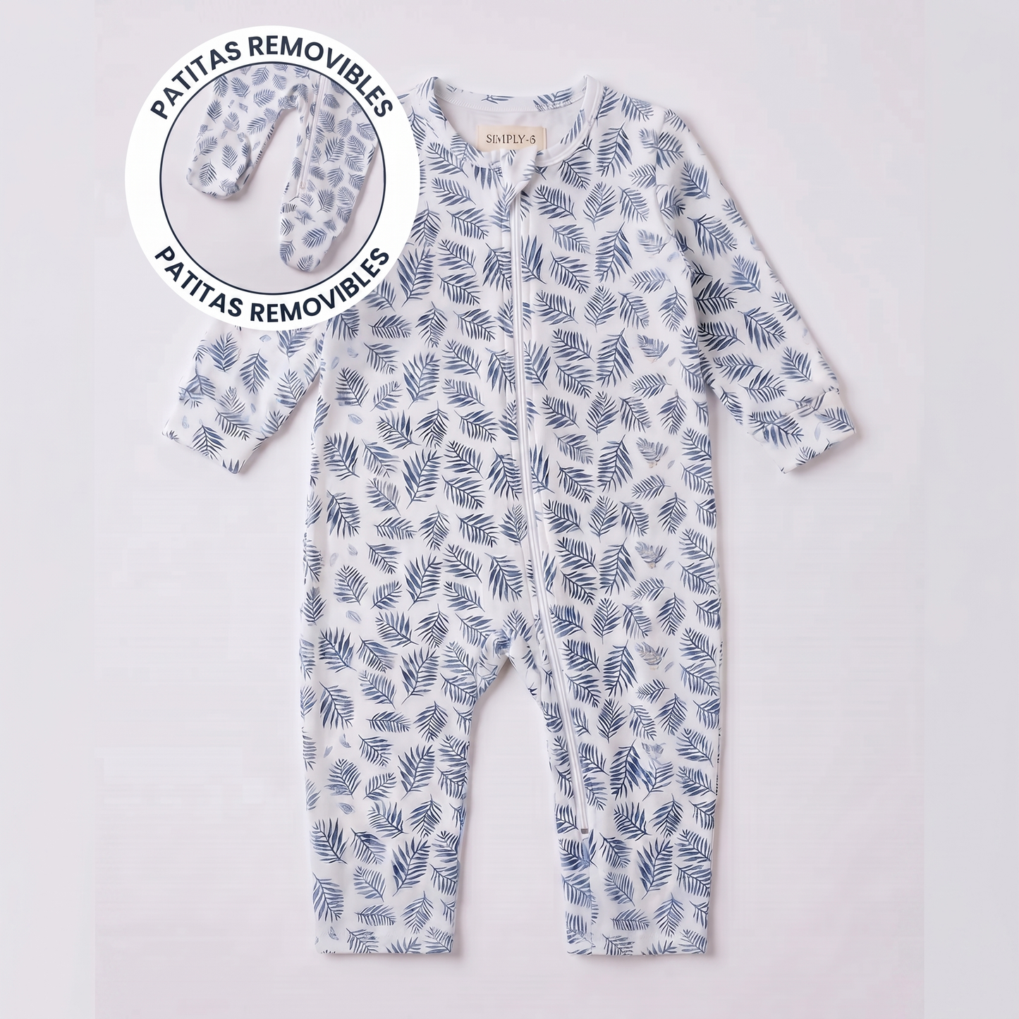 Enterito Bebé Helechos Azules – Algodón Pima 100% | SimplyB