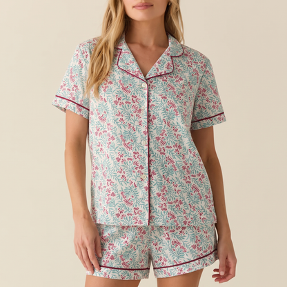 Pijama Mujer algodón pima corto enredadera uva