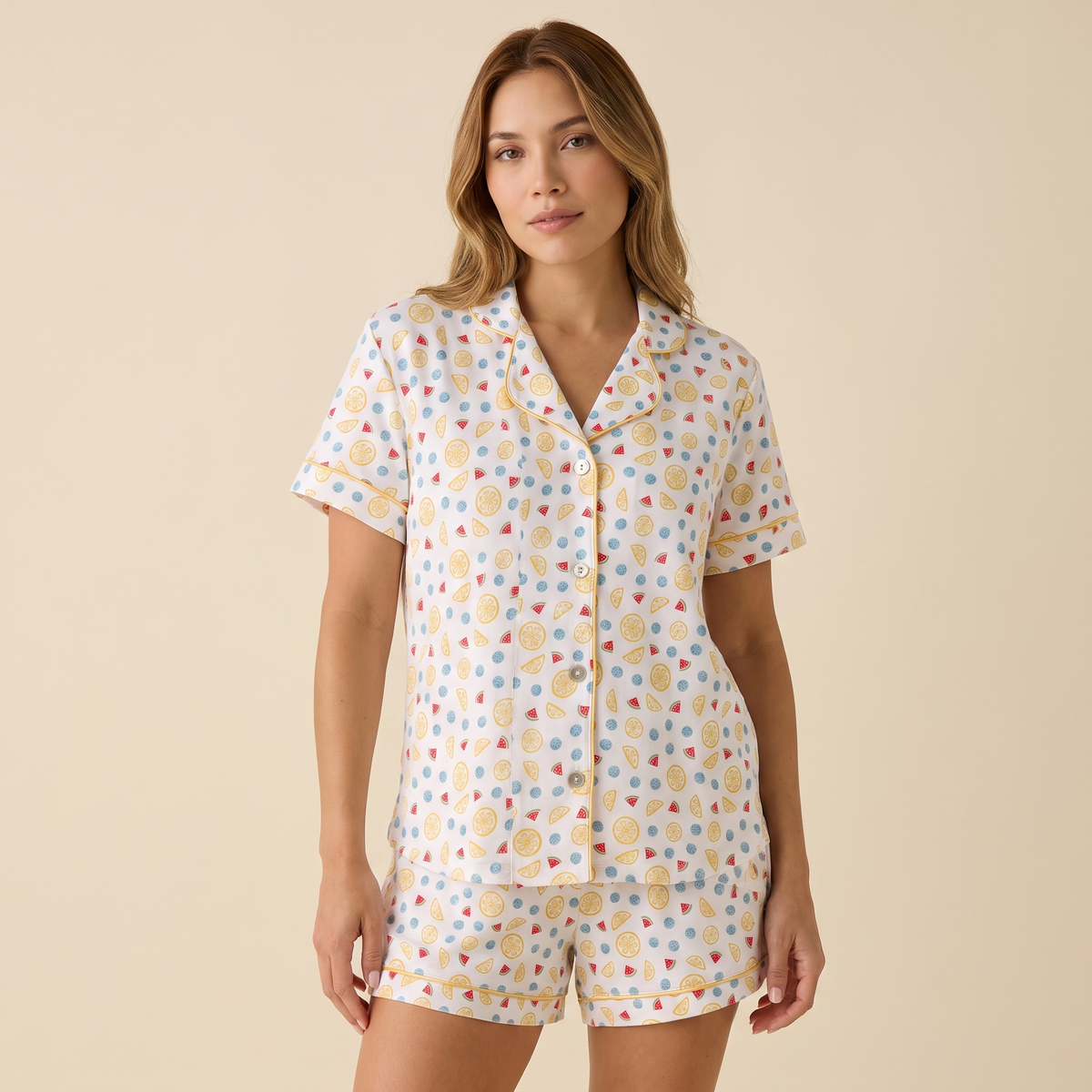 Pijama Mujer algodón pima corto frutal