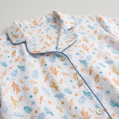 Pijama Mujer algodón pima corto fondo marino