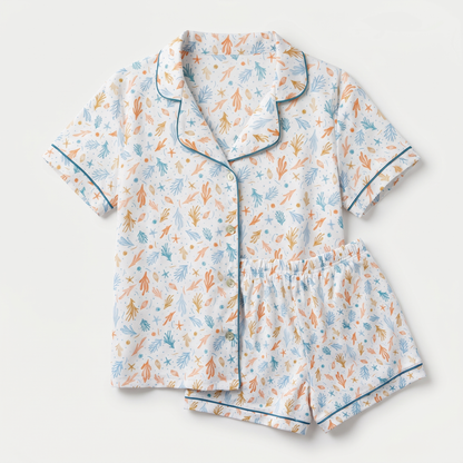 Pijama Mujer algodón pima corto fondo marino