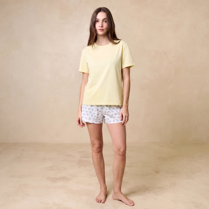 Pijama Mujer Corto Algodón Pima Botánico Cuello Polo