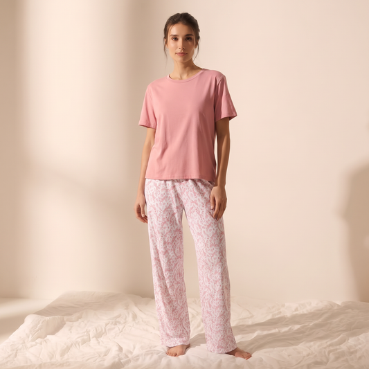 Pijama Mujer Pantalón y Polera Algodón Pima África