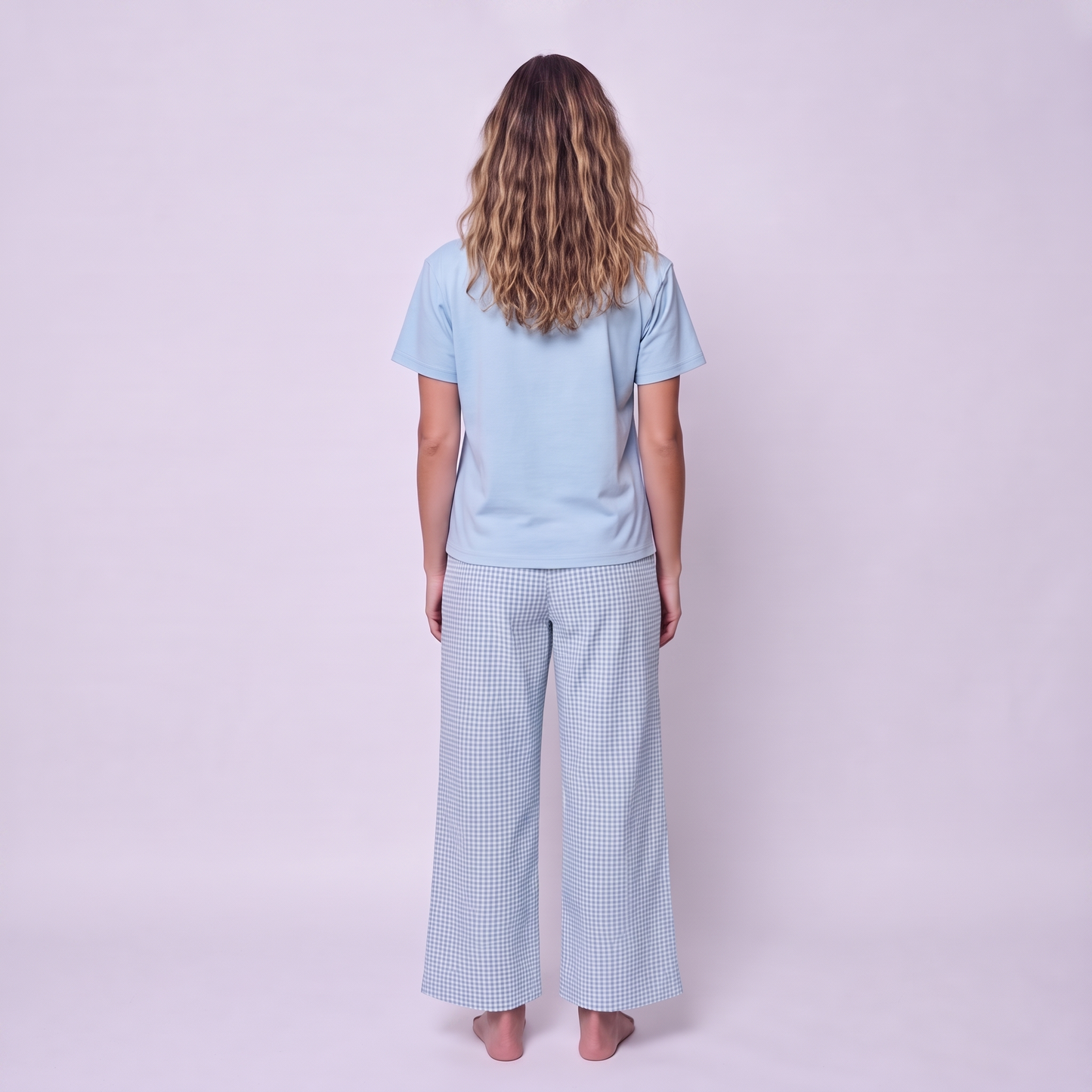 Pijama Mujer Pantalón y Polera Algodón Pima Vichy Verde