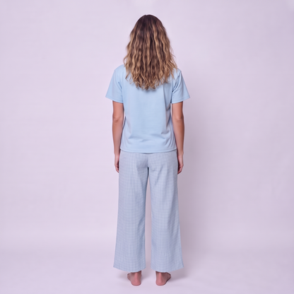 Pijama Mujer Pantalón y Polera Algodón Pima Vichy Verde