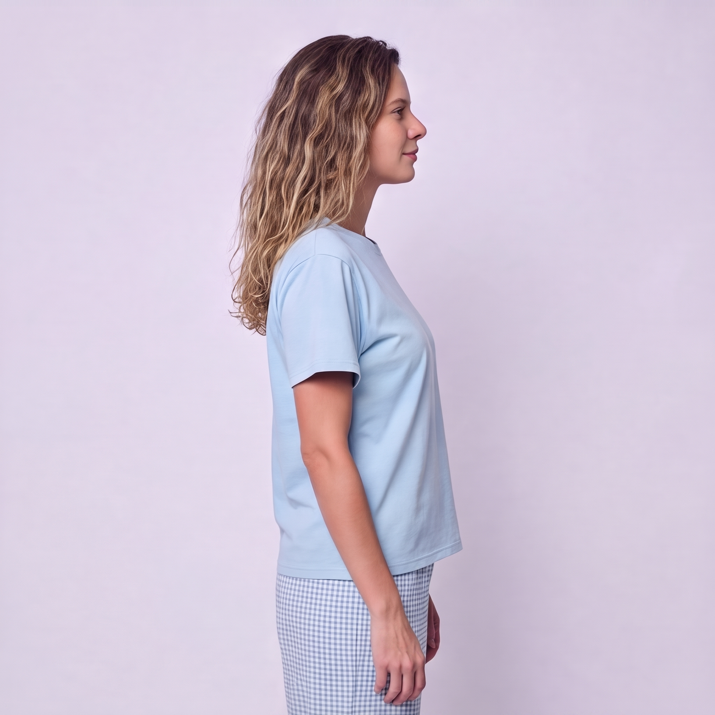 Pijama Mujer Pantalón y Polera Algodón Pima Vichy Verde