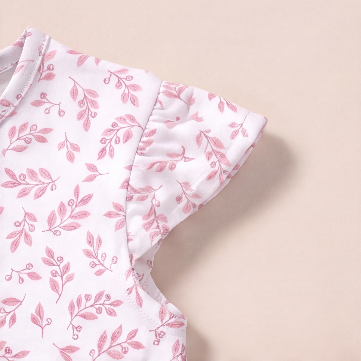 Ranita Bebé Niña Algodón Pima Hojas rosadas